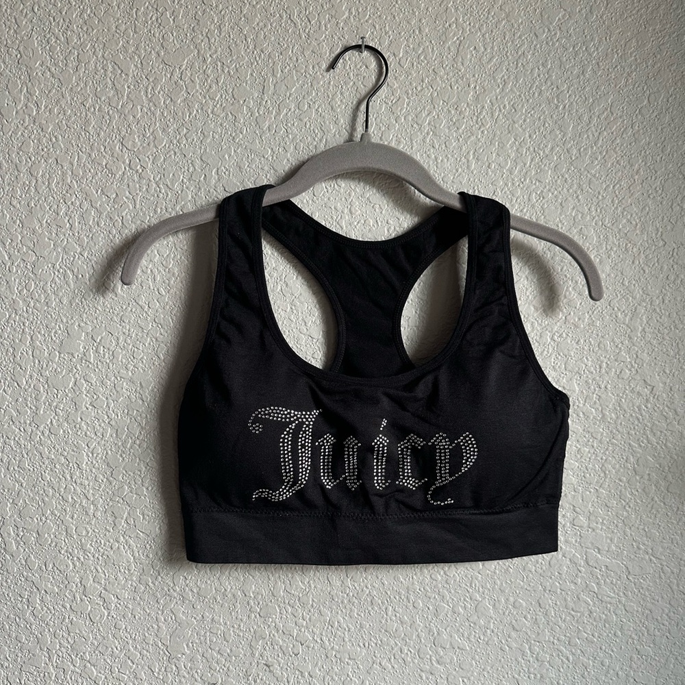 🖤Juicy Couture Black Rhinestone Logo Racerback Sports Bling Bra